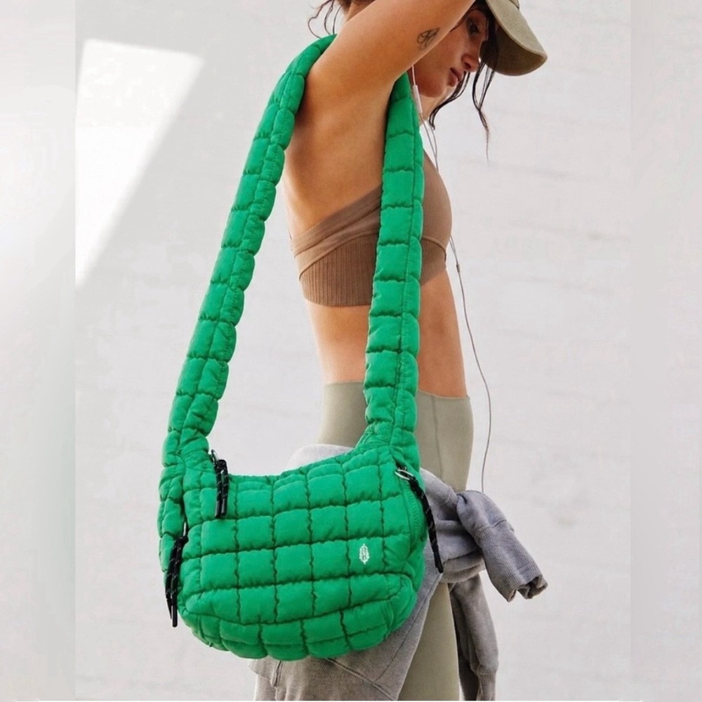Free People Movement Quilted Baby Carryall Sling Bag Kelly Green NWOT